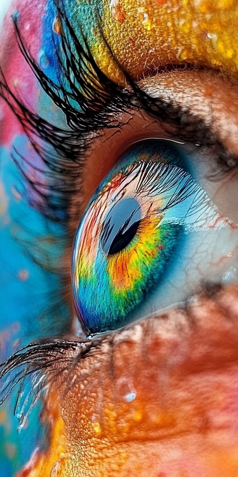 AI generated: Midjourney prompt: woman, colorful realism, intense close-ups --chaos... (Midjourney - Portraits)