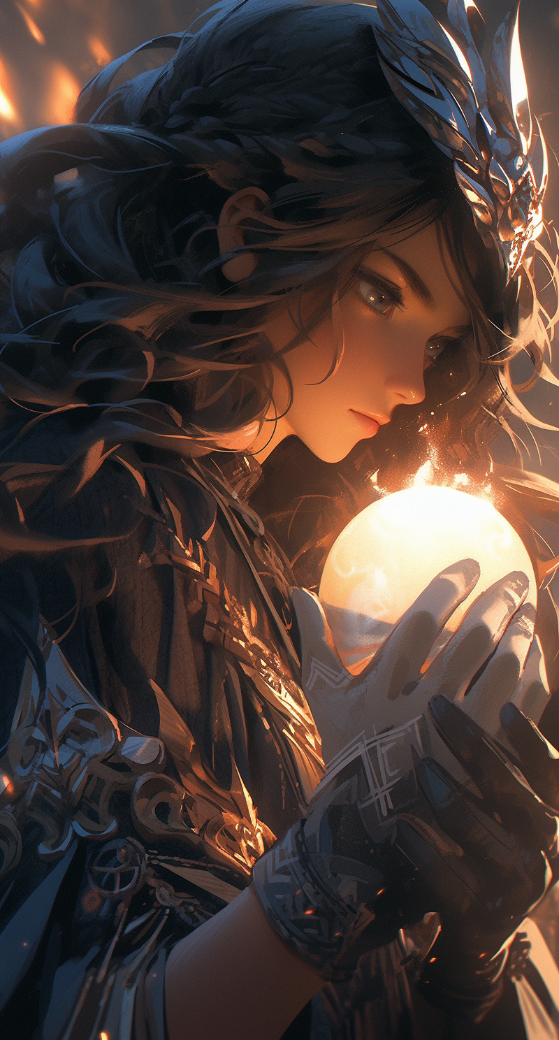 Midjourney prompt: tao julia, in the style of hieratic visionary, mag... - Midjourney