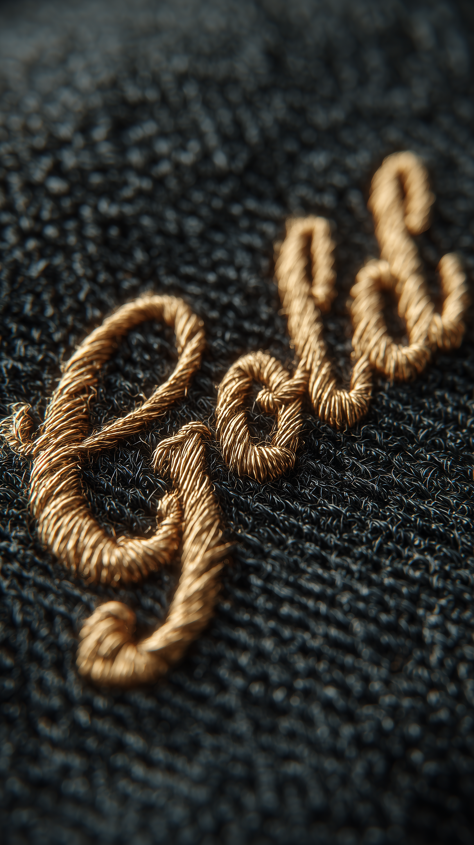 صورة مولدة بالذكاء الاصطناعي: Midjourney prompt: photo realistic, gold threads lettering "Gold", on... (نموذج Midjourney - فن مفاهيمي)