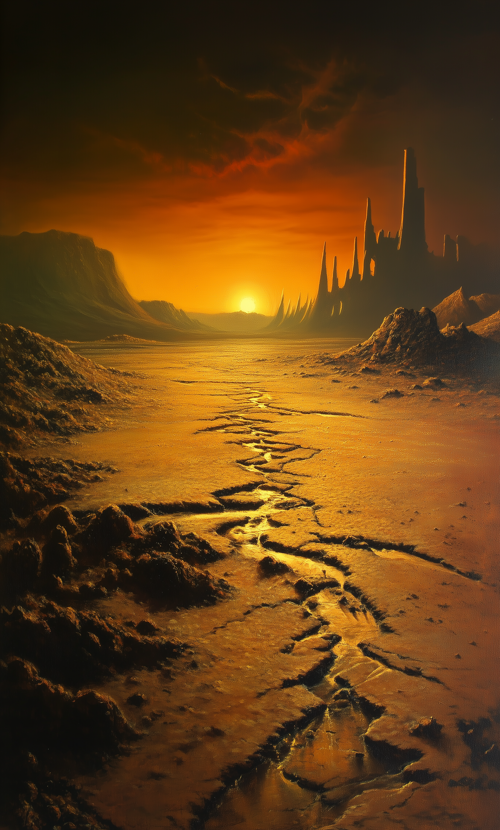 Midjourney prompt: An alien landscape in the style of Roger Dean and ... - Midjourney