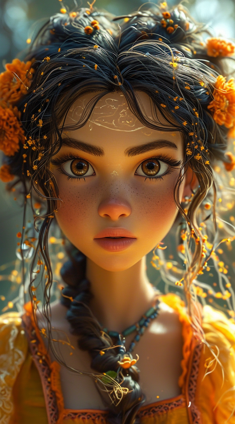 صورة مولدة بالذكاء الاصطناعي: أمر Midjourney: فتاة، بأسلوب محرك Unreal Engine 5، مستوحاة من الفلكلور المكسيكي... (نموذج Midjourney - صور شخصية)