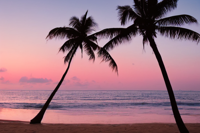 Stable Diffusion prompt: pale pink, pale orange, pale blue sunrise at the b... - Stable Diffusion