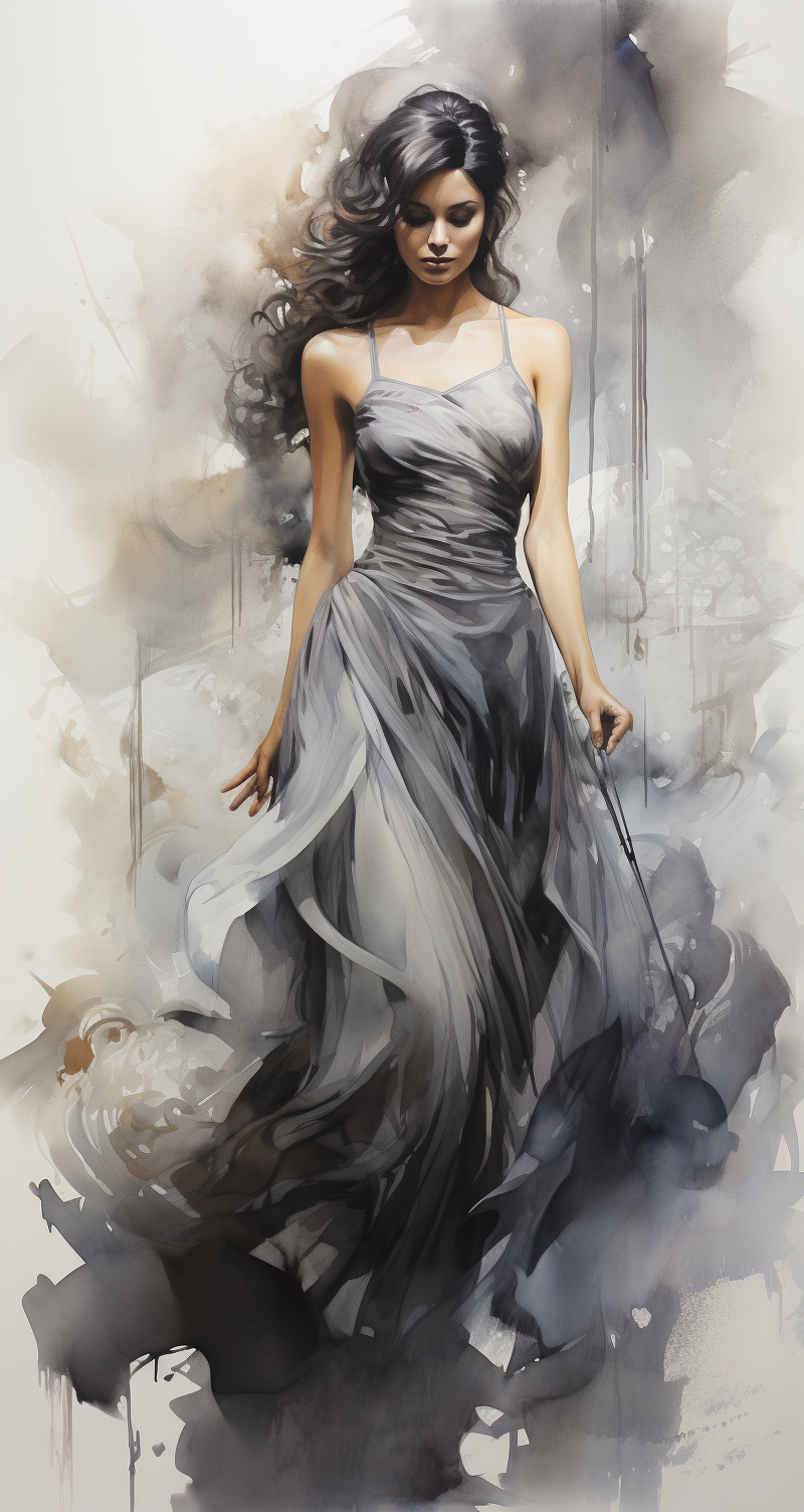AI generated: Midjourney prompt: a woman's form floating across an image with smoke... (Midjourney - Portraits)