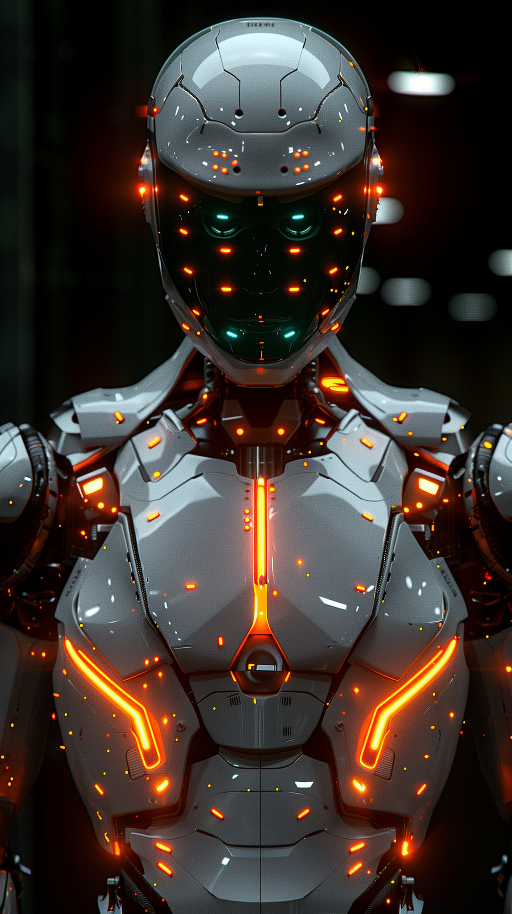 AI generated: Midjourney prompt: 3d rendering, robot, front view, upper-body, neon ... (Midjourney - 3d Renders)