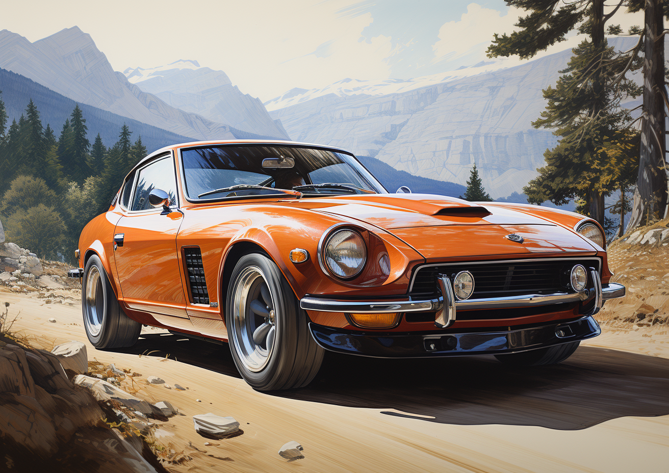Midjourney prompt: Professional pencil drawing by an auto designer, N... - Midjourney