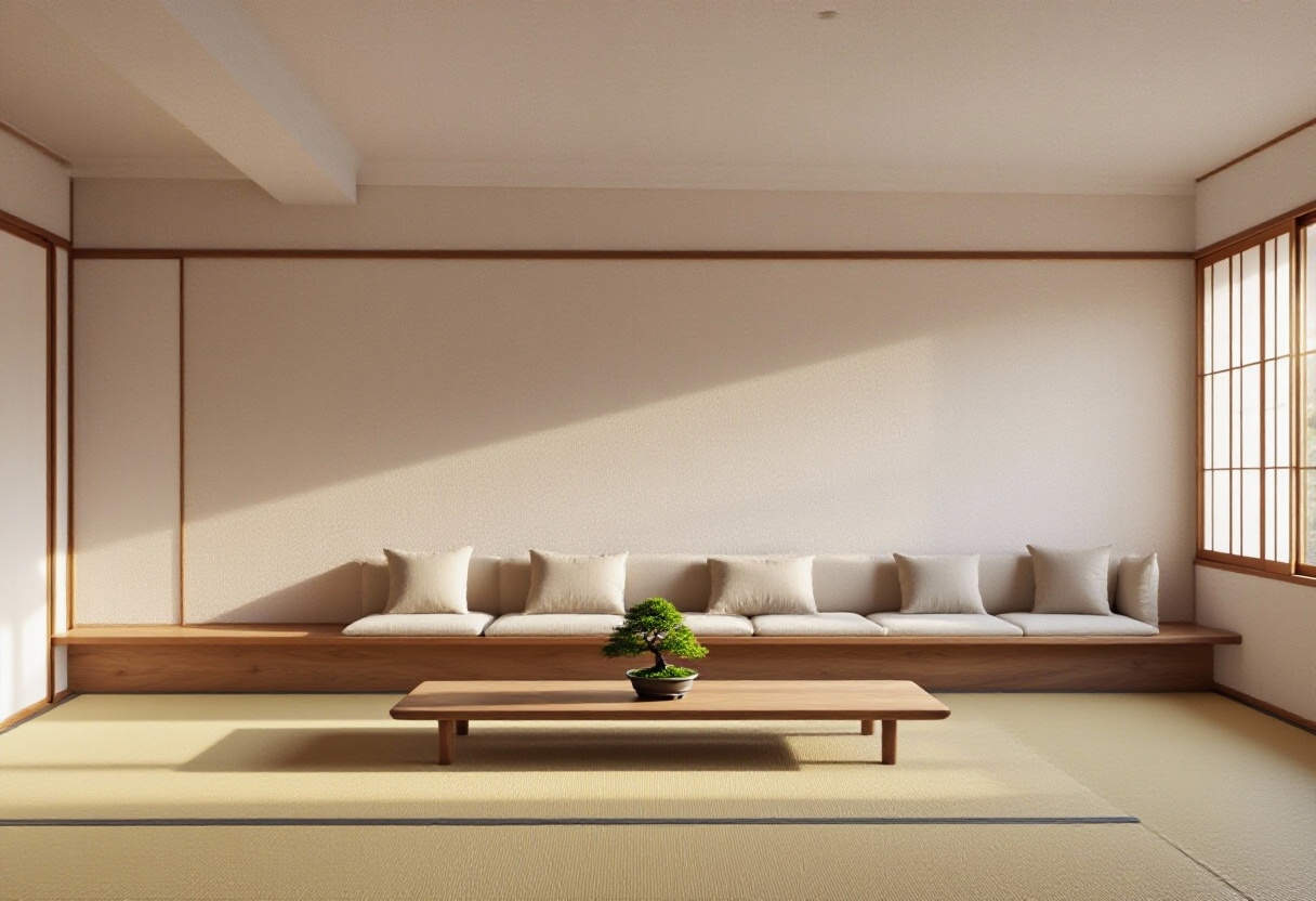 japandi interior muted natural light minimal