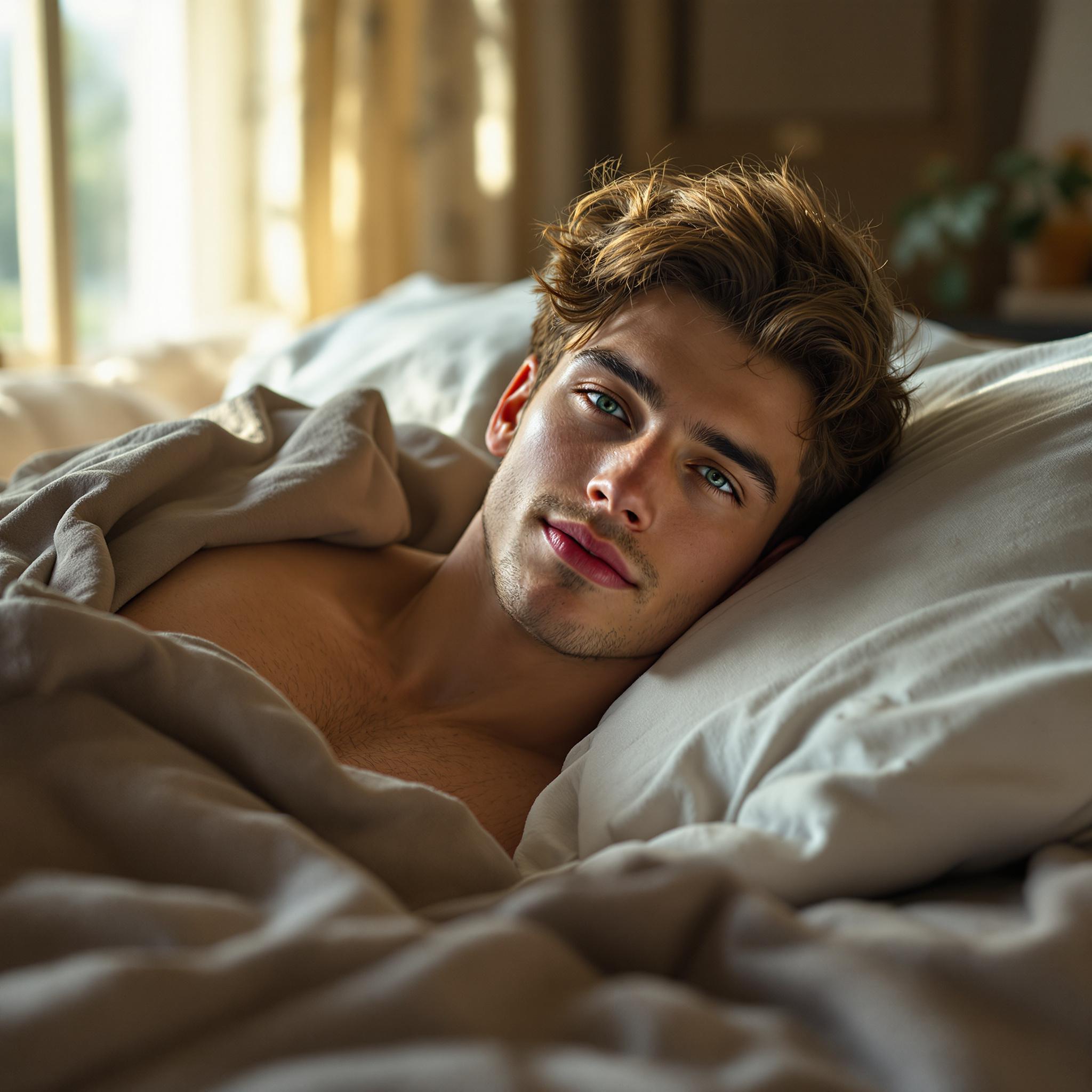 FLUX prompt: A handsome young man in his 20s with short b...