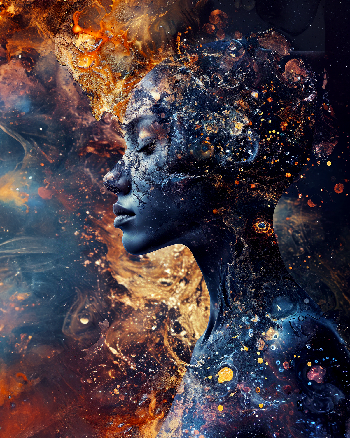 AI generated: Cosmic Aquamarine (Midjourney - Portraits)