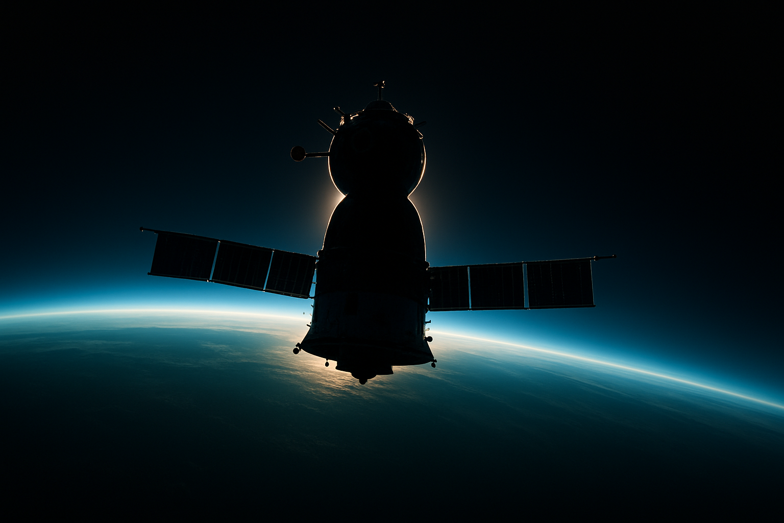 AI generated: Sora prompt: A lone Soviet-era Soyuz spacecraft orbits above Ea... (Sora - Landscapes)