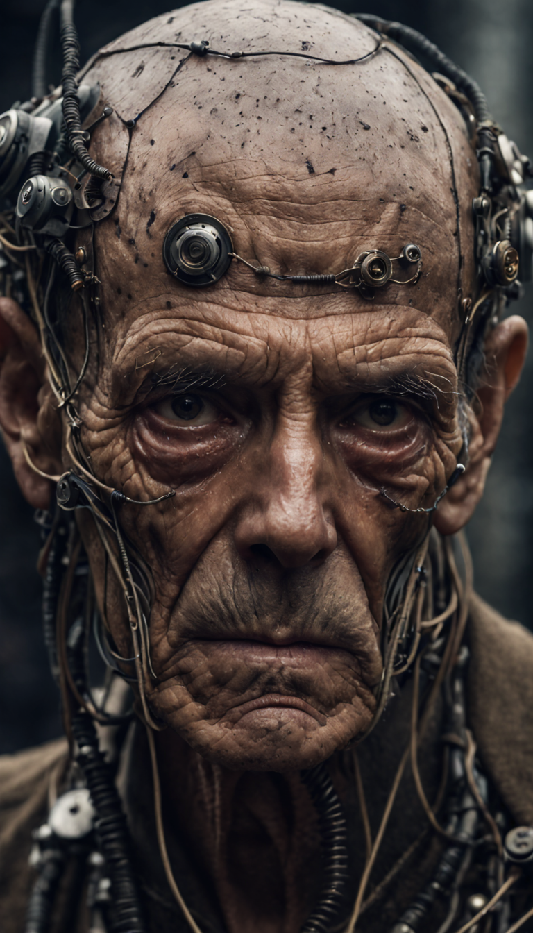 AI generated: Stable Diffusion prompt: The image features a 100 years very old man with a... (Stable Diffusion - Photography)