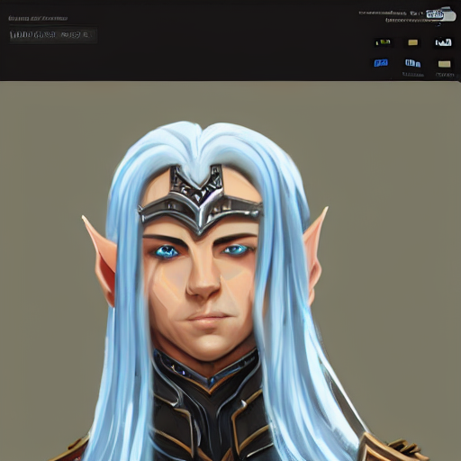 Stable Diffusion prompt: male high elf with light blue ha...