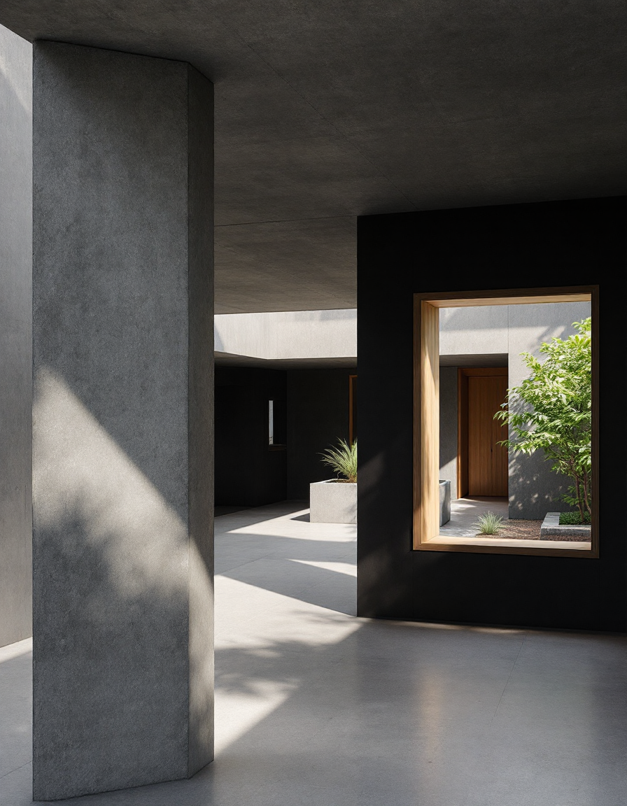modern minimalist architecture courtyard natural light
