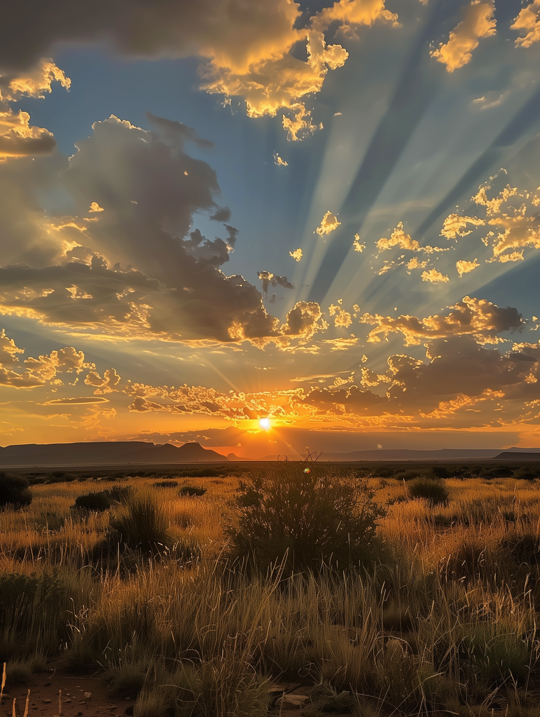AI generated: Midjourney prompt: The most beautiful sunset over the plains of South... (Midjourney - Landscapes)