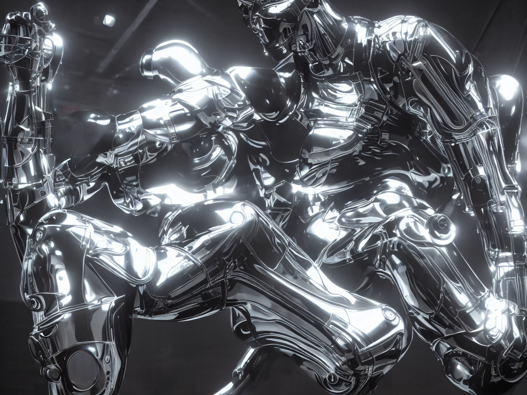 Stable Diffusion prompt: one cyborg with human face, styl...