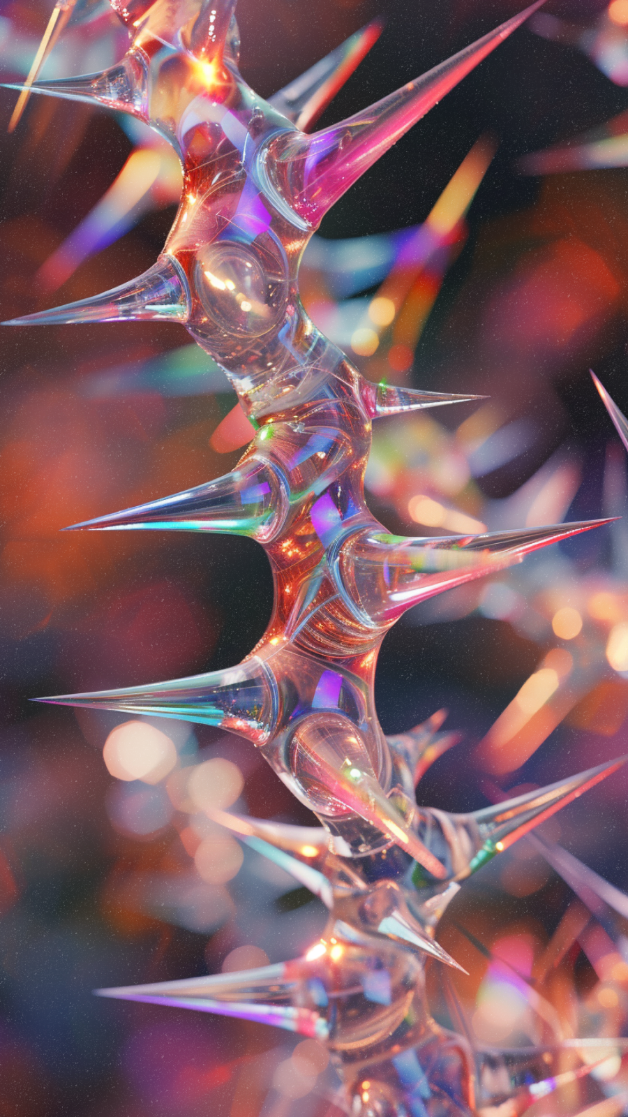 AI generated: Midjourney prompt: a close up of a spike of spikes with transparent c... (Midjourney - 3d Renders)