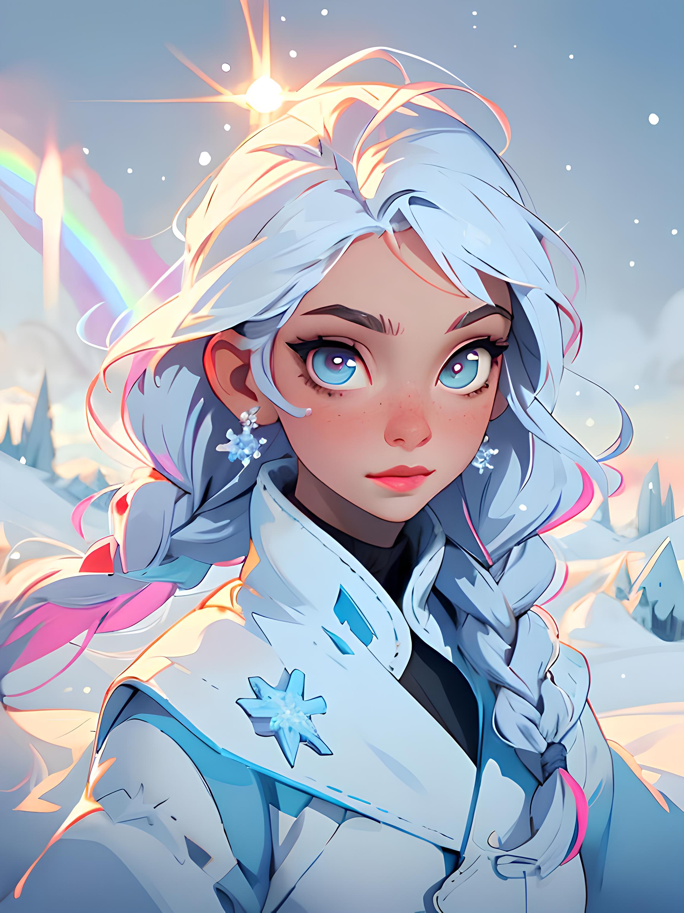ReV Animated prompt: a woman that is standing in the snow, a character ... - ReV Animated