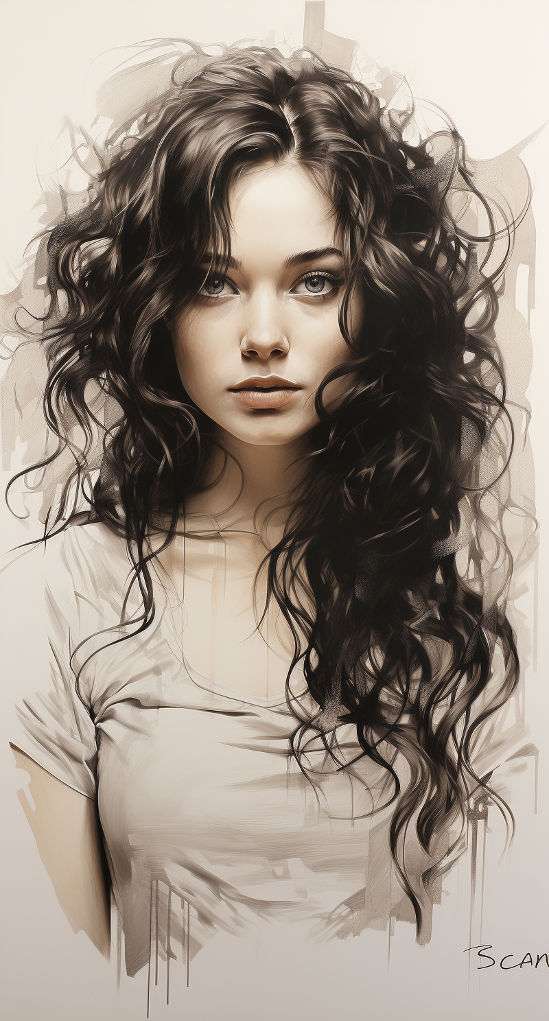 AI generated: Midjourney prompt: pencil drawing portrait of pretty girl, in the sty... (Midjourney - Portraits)