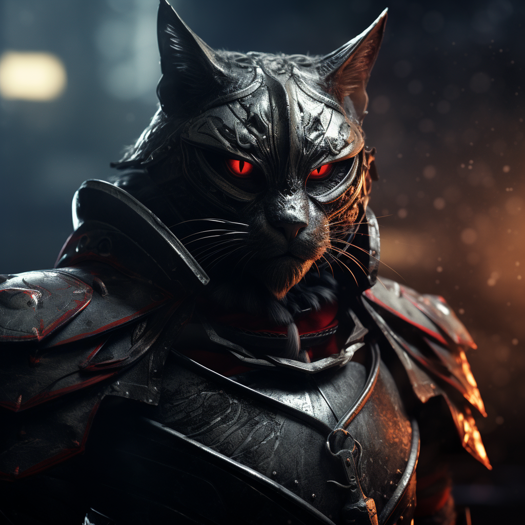 صورة مولدة بالذكاء الاصطناعي: Warrior Cat (نموذج Midjourney - Character Design)