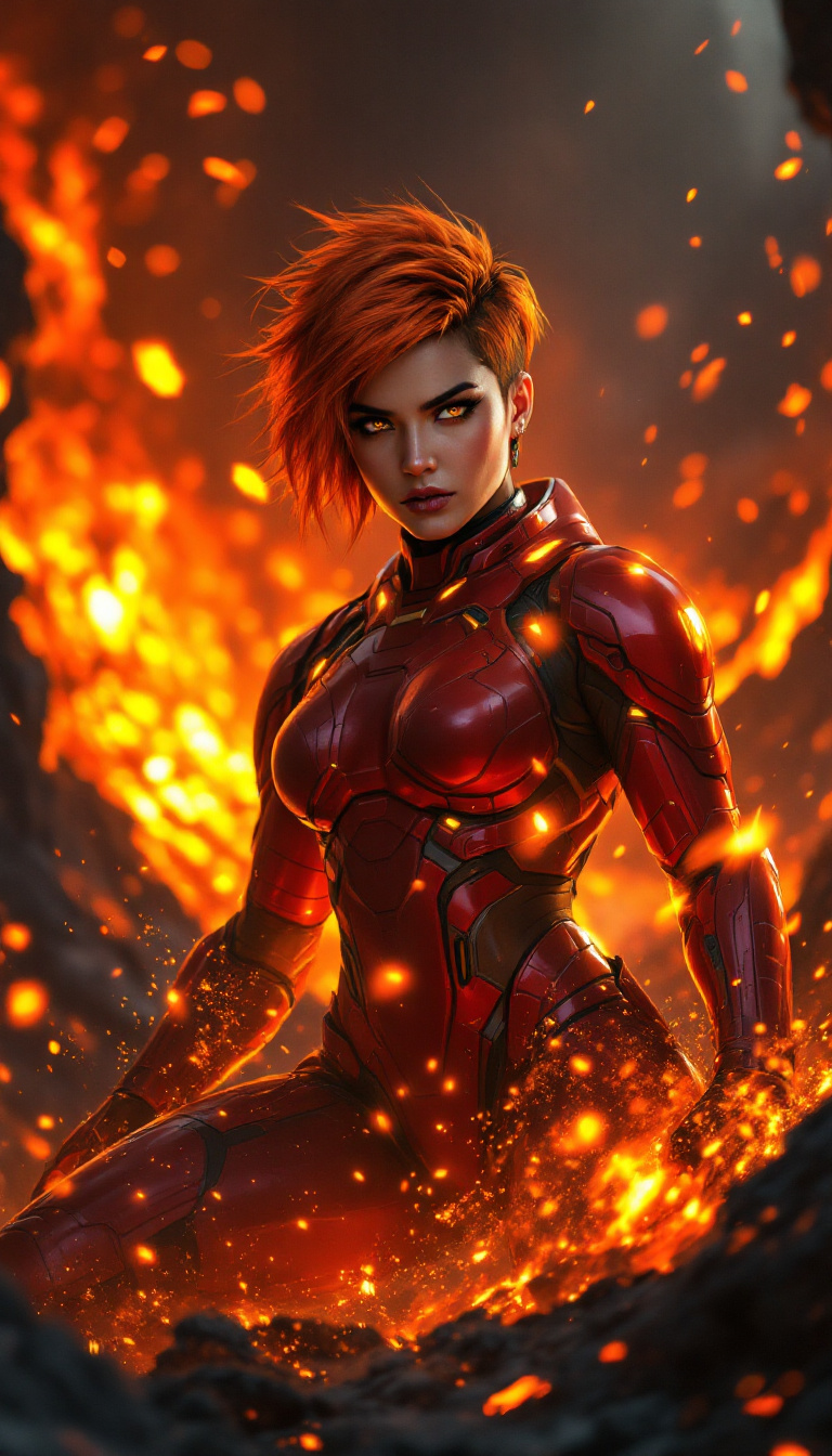 FLUX prompt: Maya "Phoenix" Reyes from the Ember Legion, radiat... - FLUX