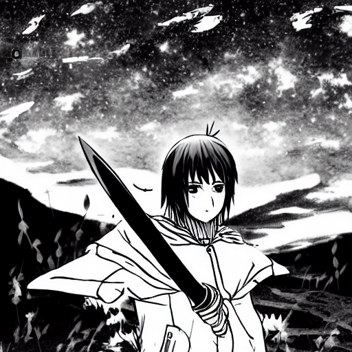 Stable Diffusion prompt: landscape, manga, black and whi...
