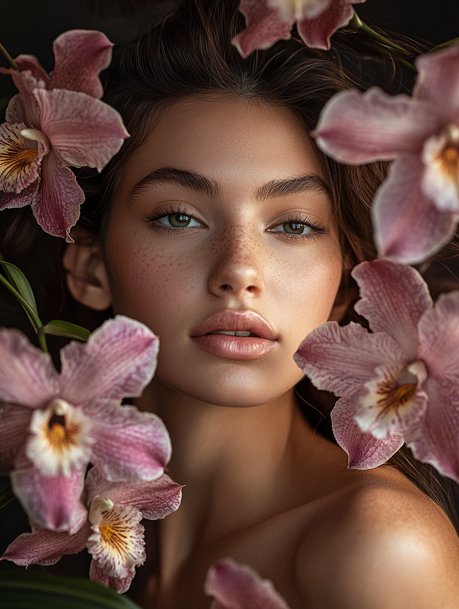 صورة مولدة بالذكاء الاصطناعي: Midjourney prompt: Ultra-realistic studio portrait of a woman with na... (نموذج Midjourney - صور شخصية)
