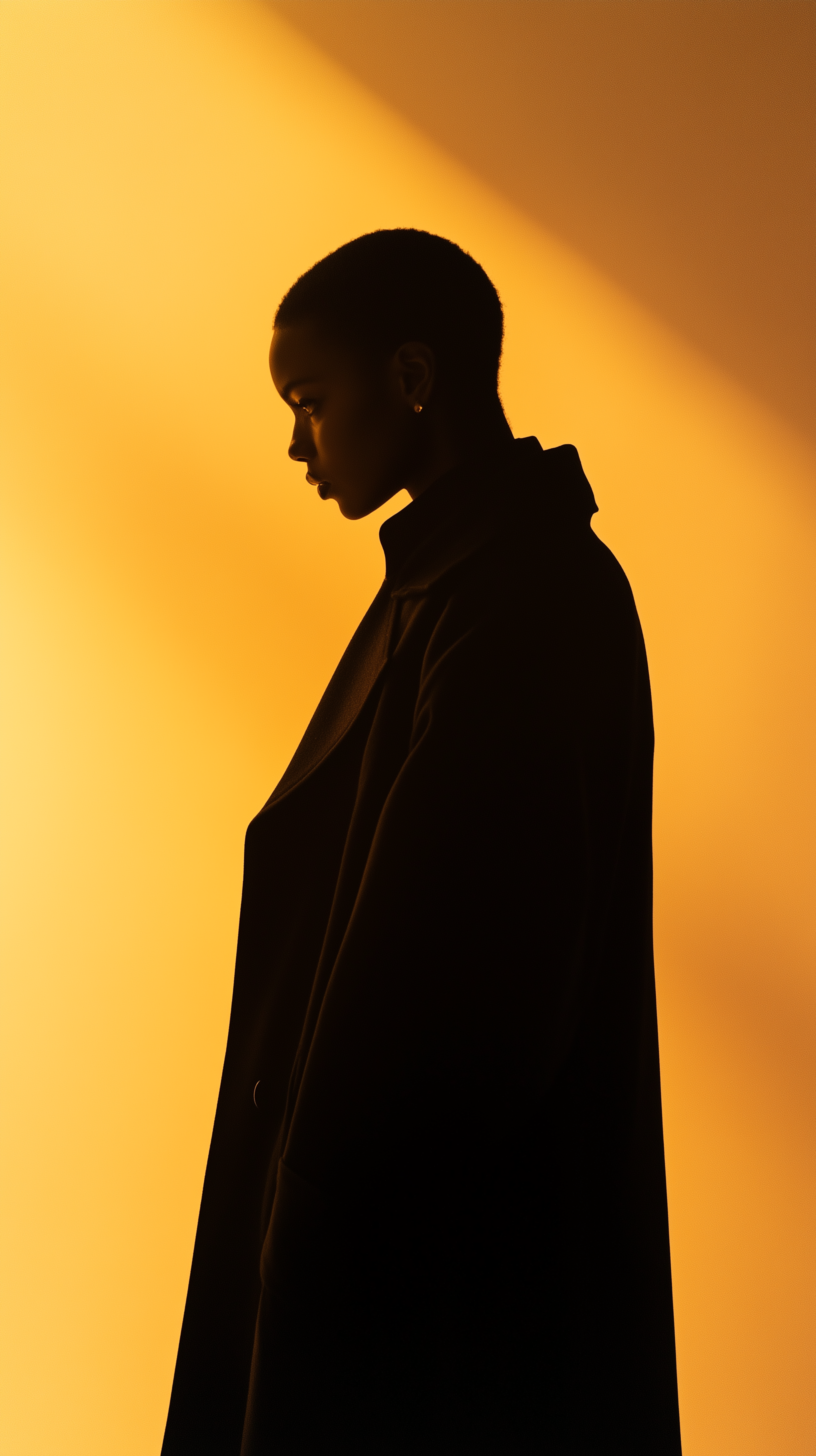 AI generated: Midjourney prompt: elegant figure draped in a dark coat stands agains... (Midjourney - Fashion)