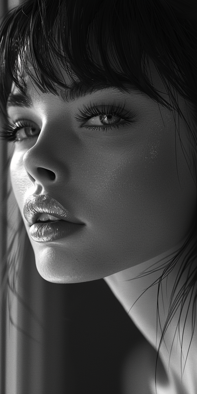 AI generated: Midjourney prompt: Black and white photo of a beautiful woman, a clos... (Midjourney - Photography)