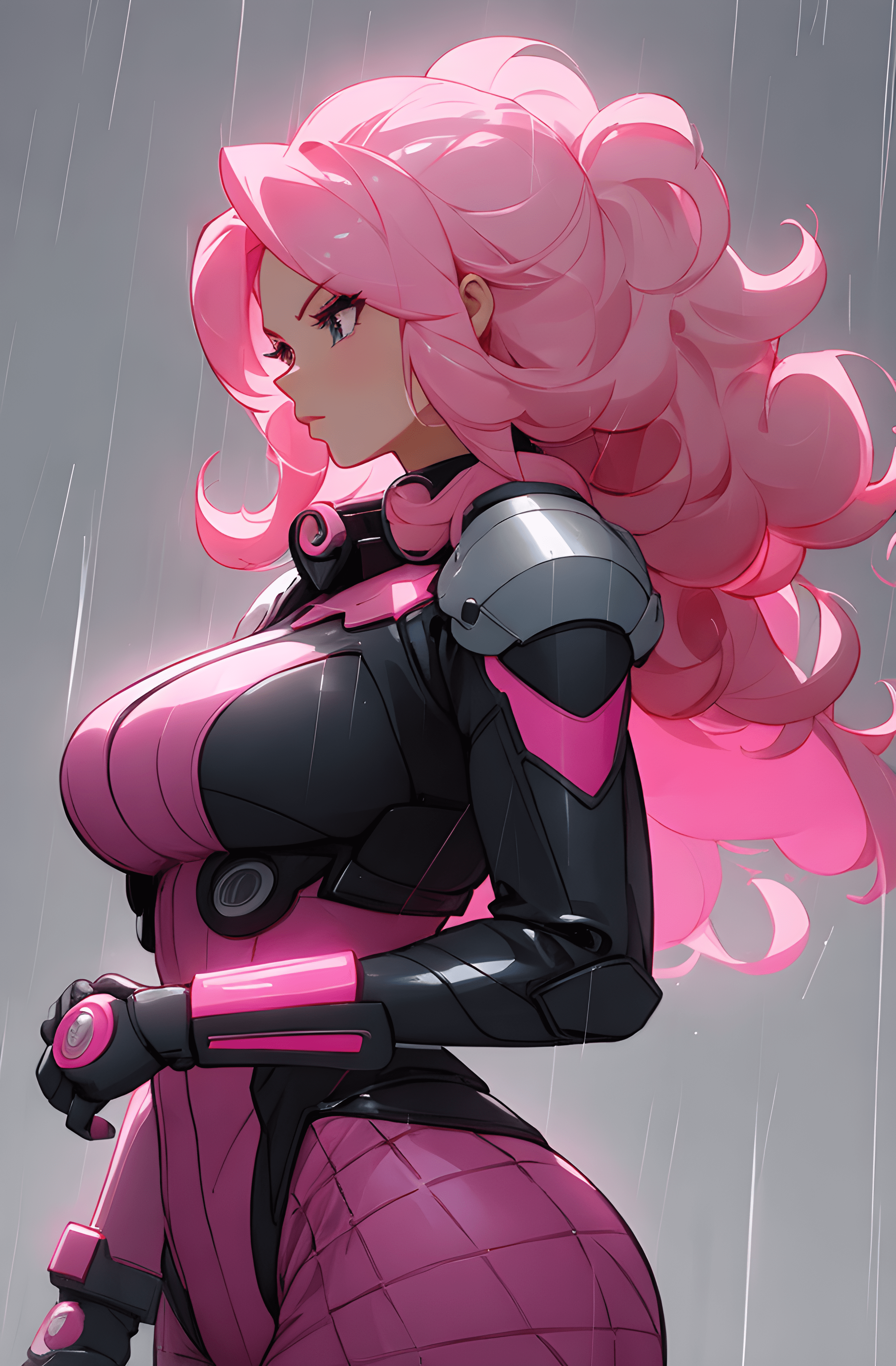 Counterfeit-V2.5 prompt: a woman with pink hair standing in the rain, inspi... - Counterfeit-V2.5