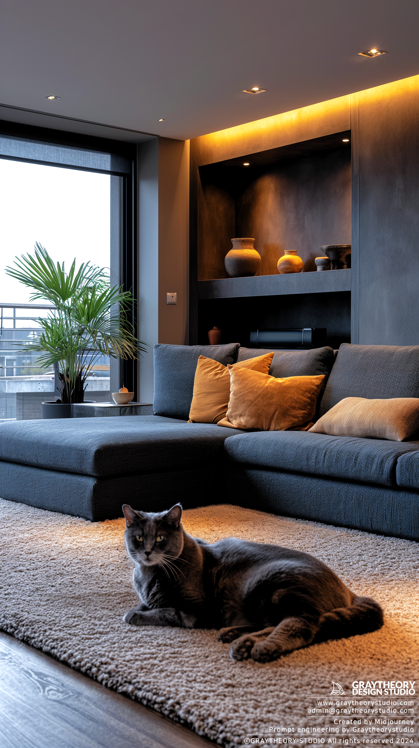 AI generated: Realism Living room interior (Midjourney - Interior Design)