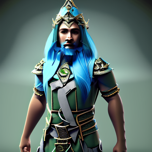 Stable Diffusion prompt: male elf, long blue hair with wh...