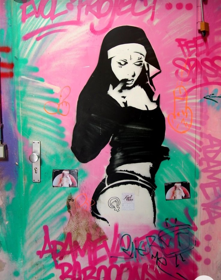 Midjourney prompt: a painting of a nun smoking a cigarette, style of ... - Midjourney