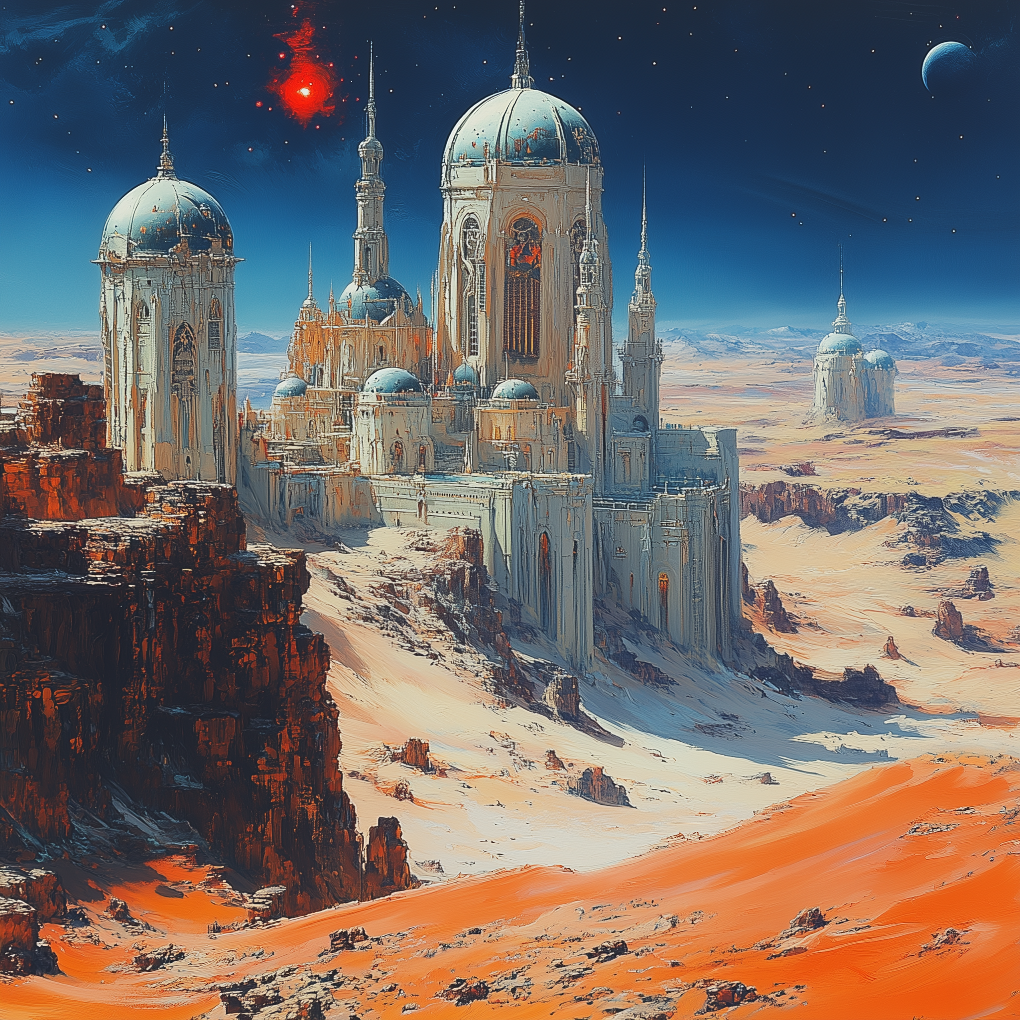 AI generated: Midjourney prompt: A futuristic city on an alien planet, surrounded b... (Midjourney - Architecture)