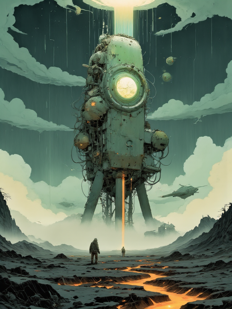 AI generated: FLUX prompt: A colossal, self-repairing, self-replicating senti... (FLUX - Architecture)