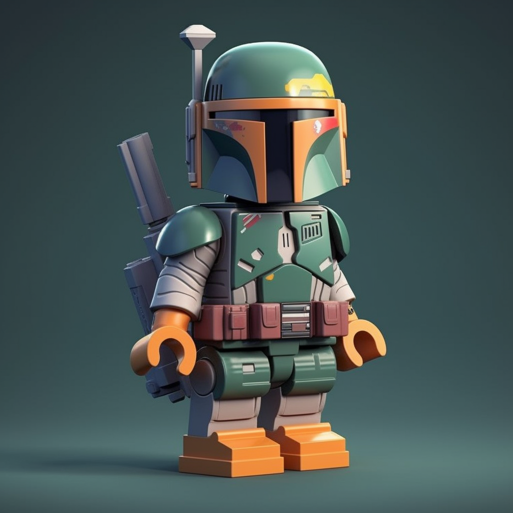 AI generated: Midjourney prompt: lego star wars boba fett character, full body, bl... (Midjourney - Concept Art)