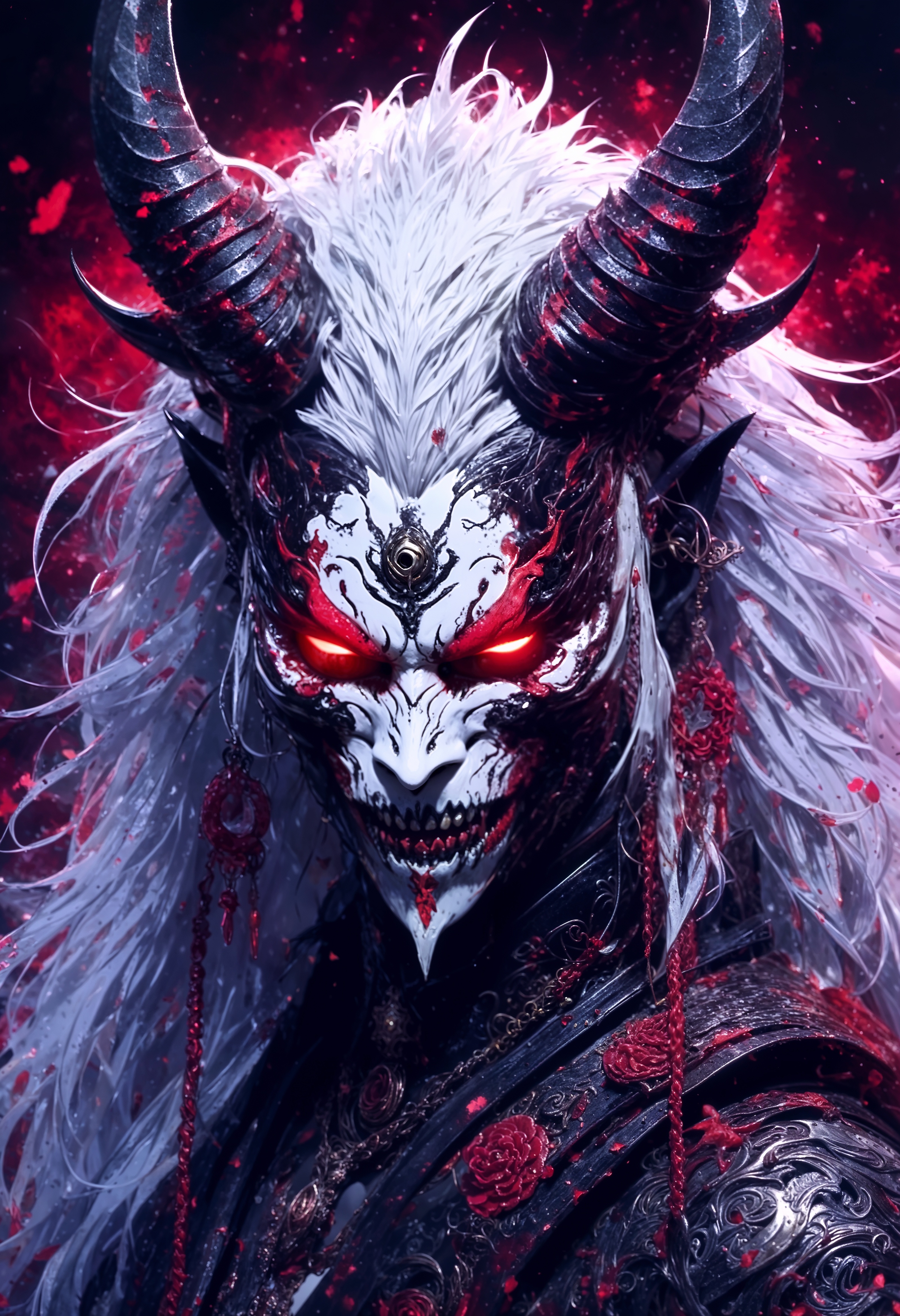 صورة مولدة بالذكاء الاصطناعي: Japanese Oni Mask (نموذج Stable Diffusion - فن مفاهيمي)