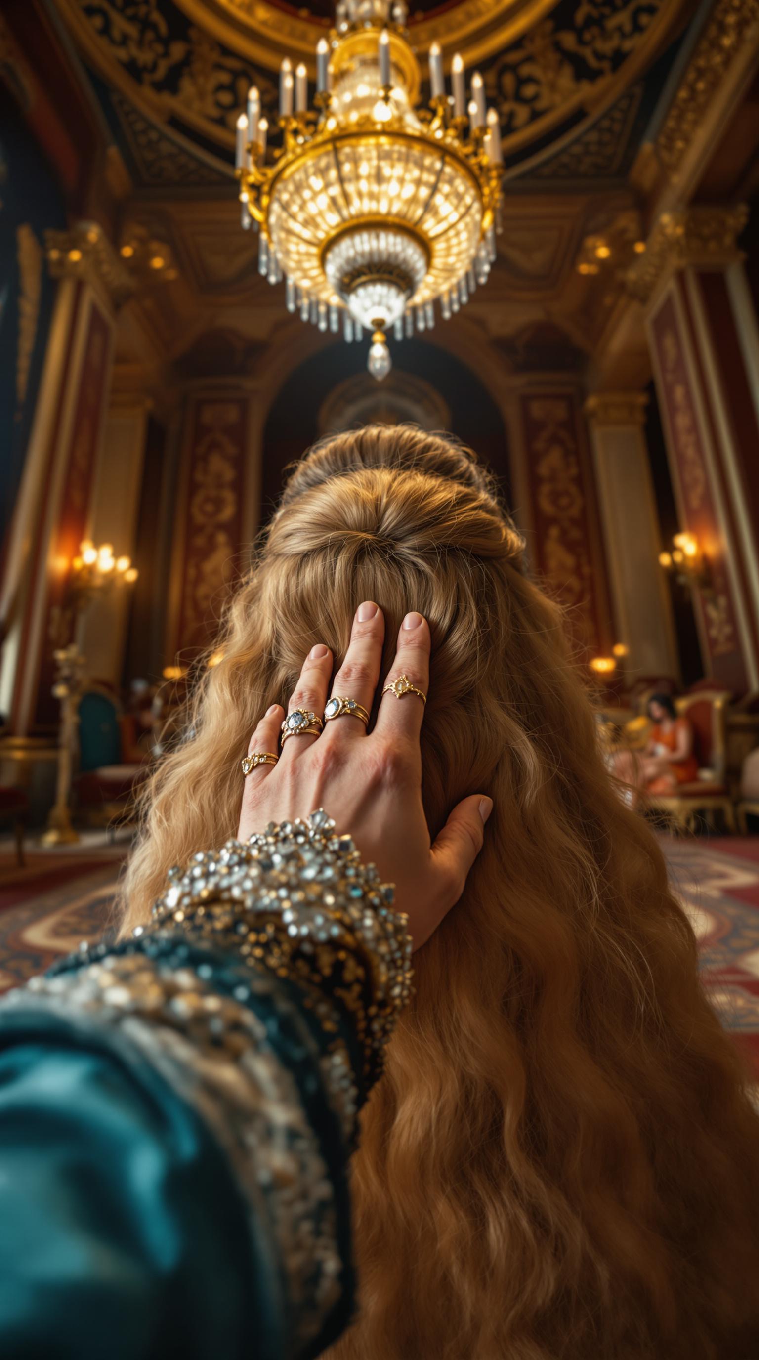 FLUX prompt: First person POV, the Sultan’s hand gently rests o... - FLUX
