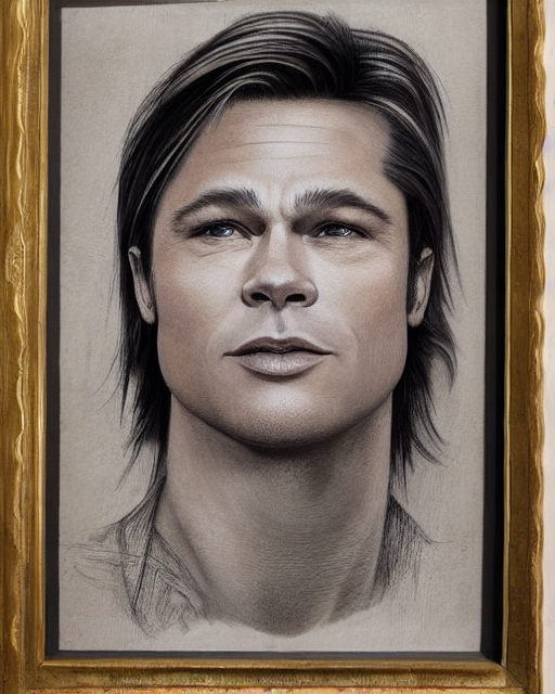 Stable Diffusion prompt: portrait of a mix of Brad Pitt a...