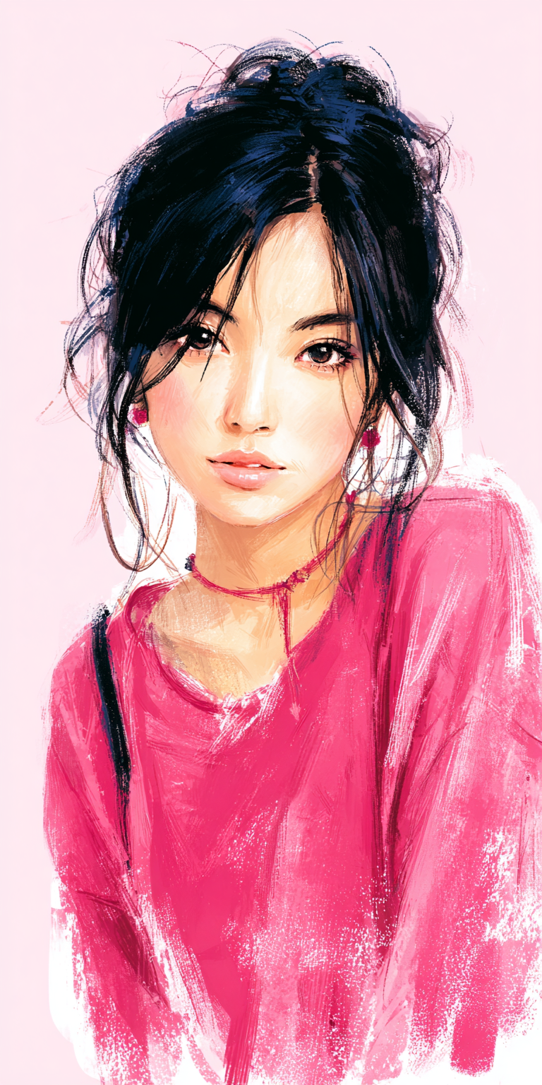 صورة مولدة بالذكاء الاصطناعي: Midjourney prompt: Asian woman, mid 20s --no freckles --ar 1:2 --raw ... (نموذج Midjourney - صور شخصية)