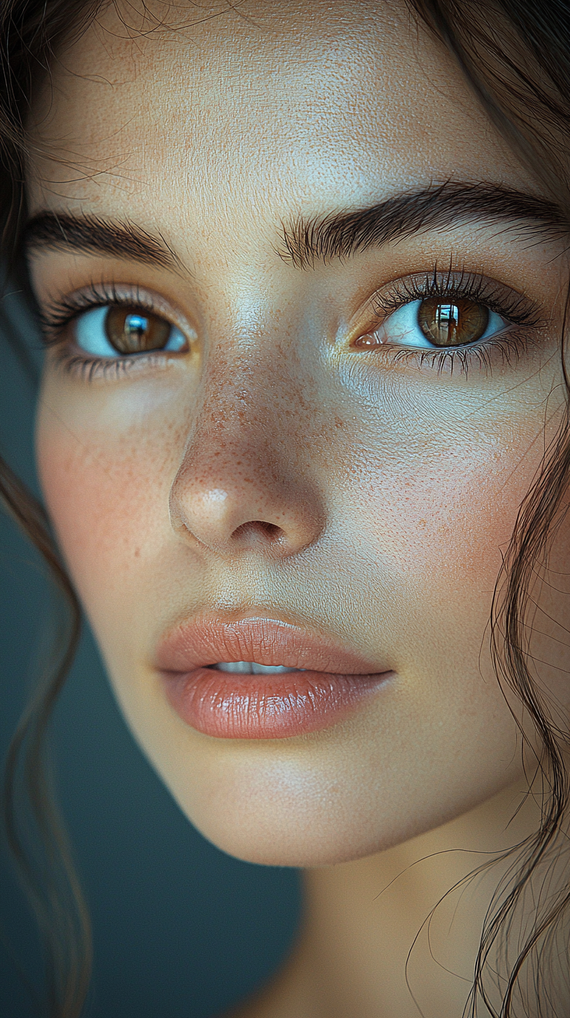 AI generated: Midjourney prompt: Close-up portrait of a woman, her face lit by the ... (Midjourney - Portraits)