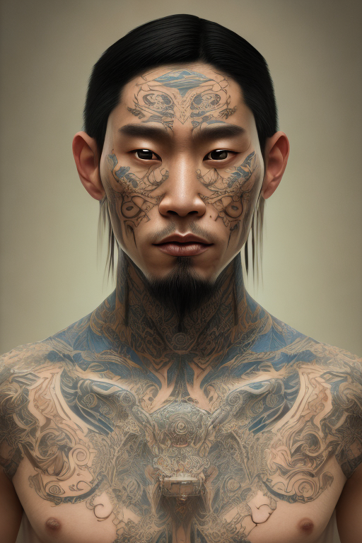 Openjourney prompt: hyper realistic photograph, portrait of a tattooed... - Openjourney