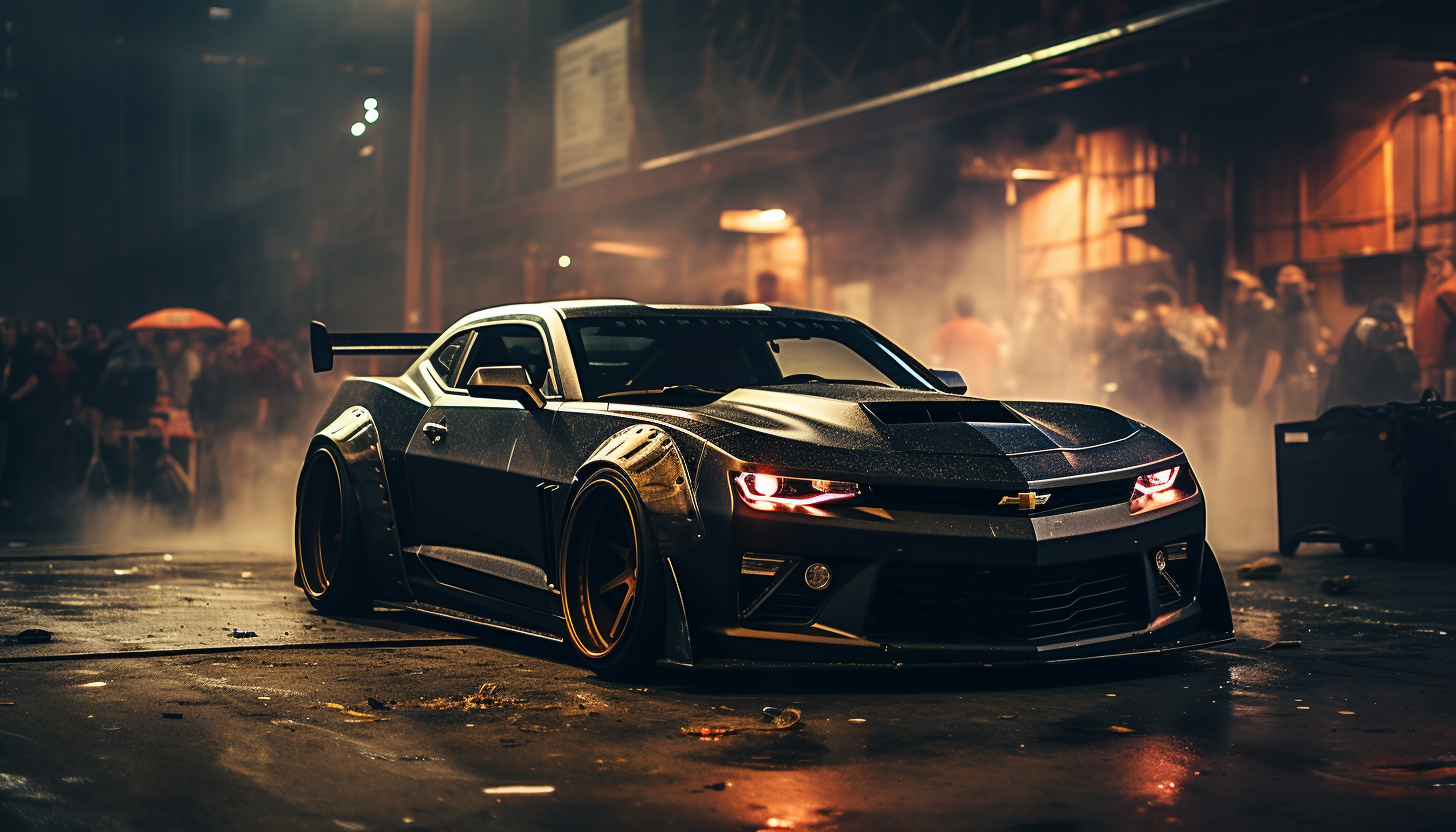 AI generated: Chevrolet Camaro at Cars Meet Up (Midjourney - Photography)