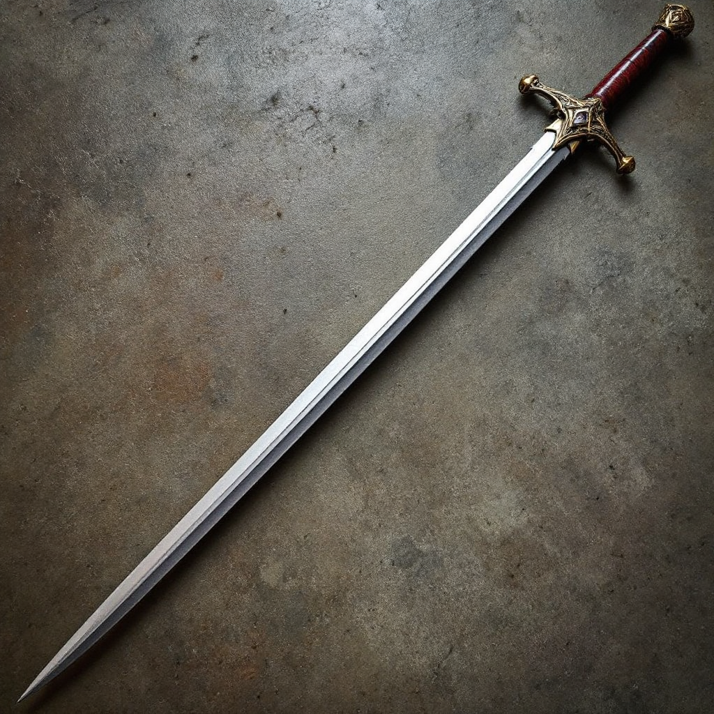 Plain Rapter FLUX prompt: Image of a thin Rapier with the following d...