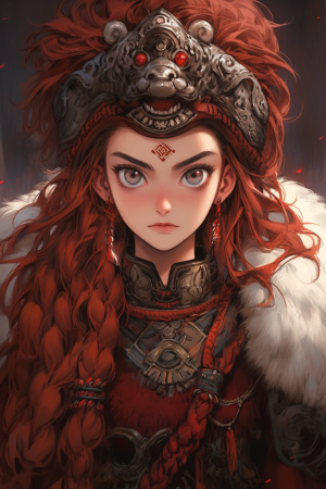 Midjourney prompt: A fierce and determined warrior, Disney style, wit... - Midjourney