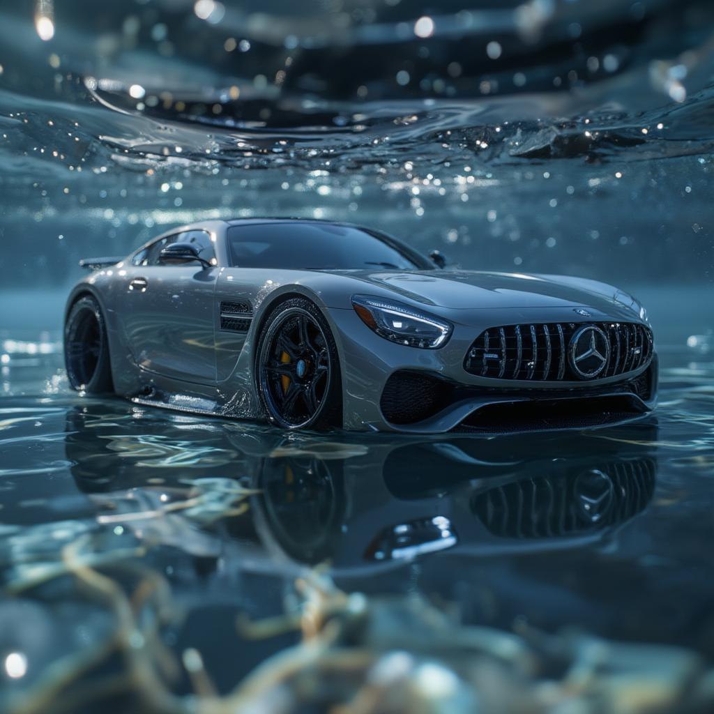 AI generated: FLUX prompt: Benz AMG GT car whose reflex has fallen into the w... (FLUX - Photography)