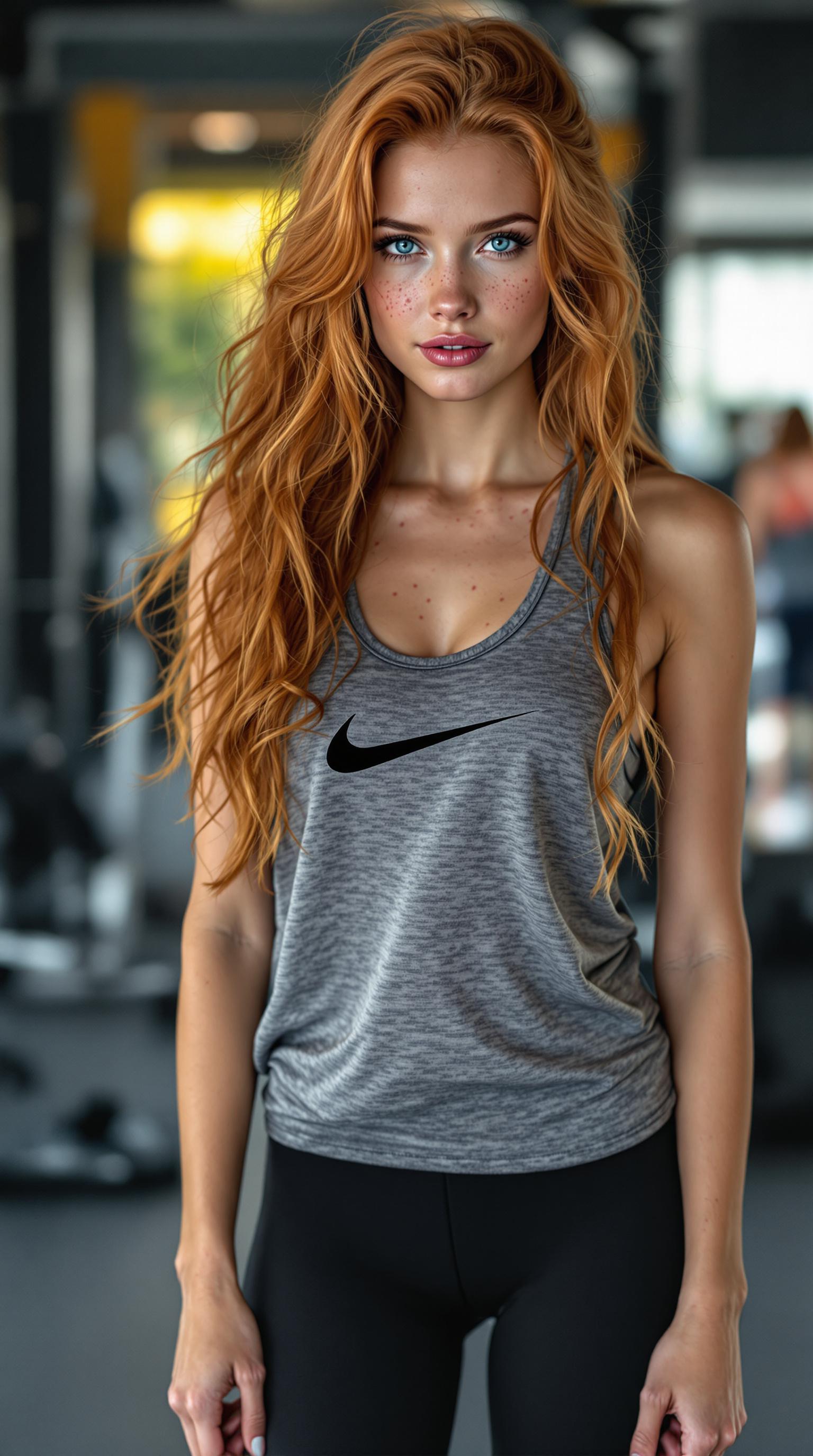 AI generated: FLUX prompt: a beautiful 27 year old long haired ginger girl wi... (FLUX - Portraits)