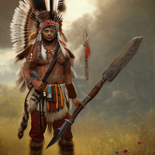 Openjourney prompt: male apache warrior figure in war der...