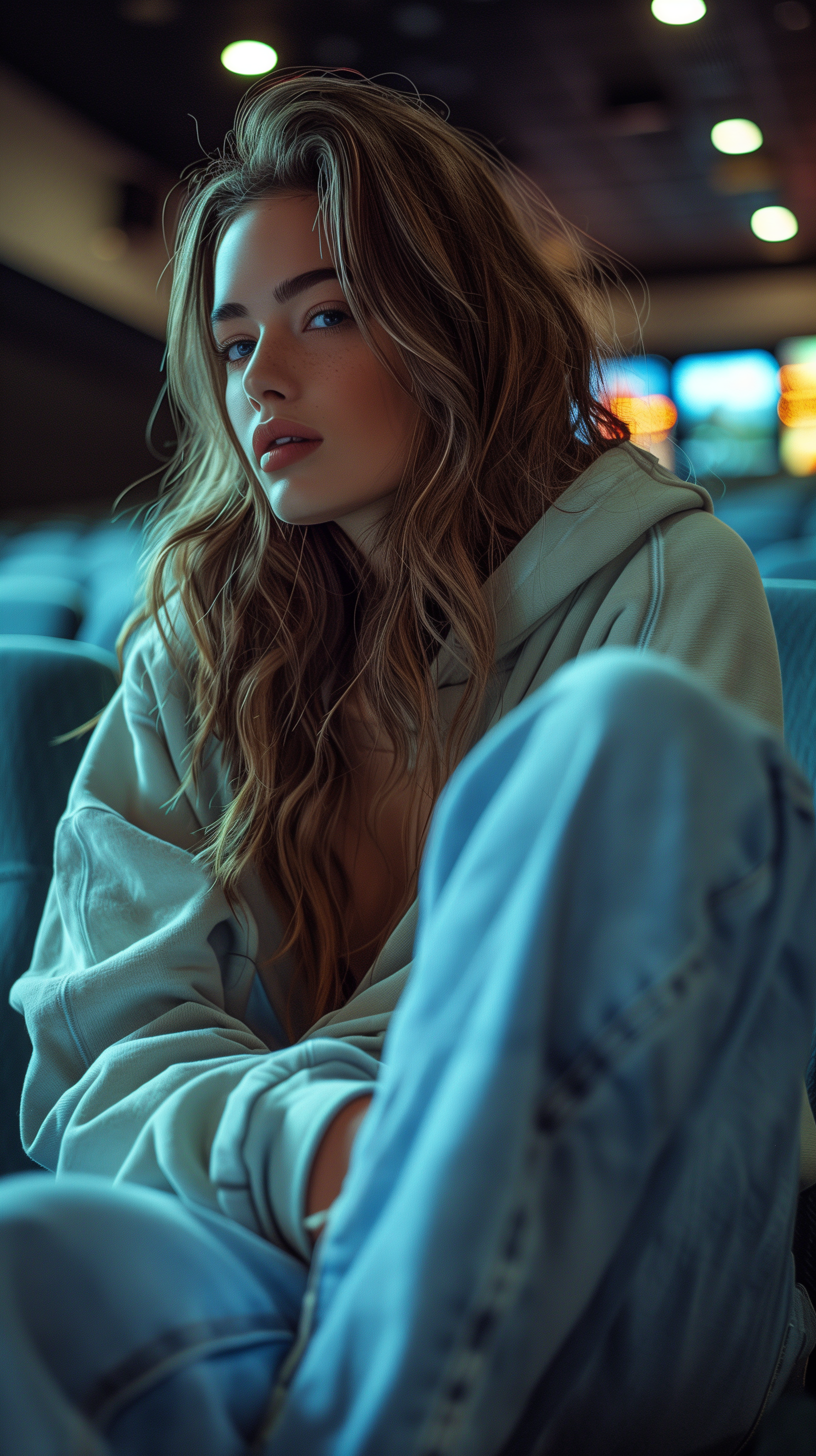 Midjourney prompt: photography, woman model lounges across the seats,... - Midjourney