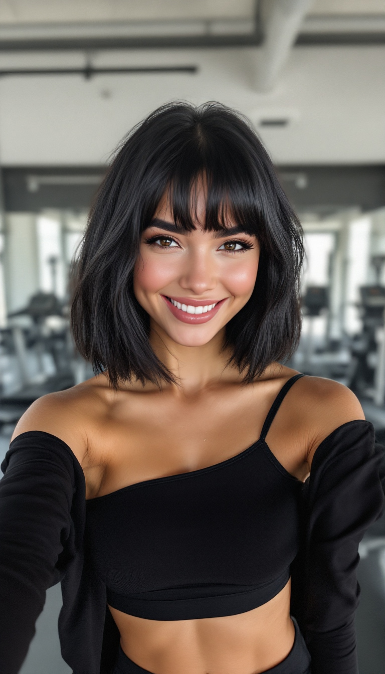 AI generated: FLUX prompt: women taking a selfie ,thick eyebrows, short black... (FLUX - Portraits)