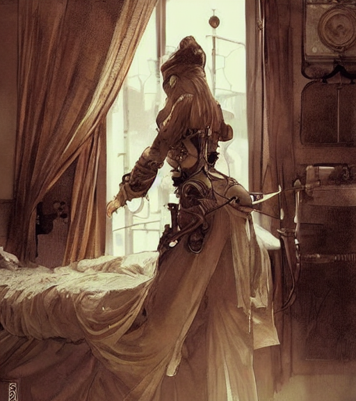 Stable Diffusion prompt: woman model, minimal steampunk c...