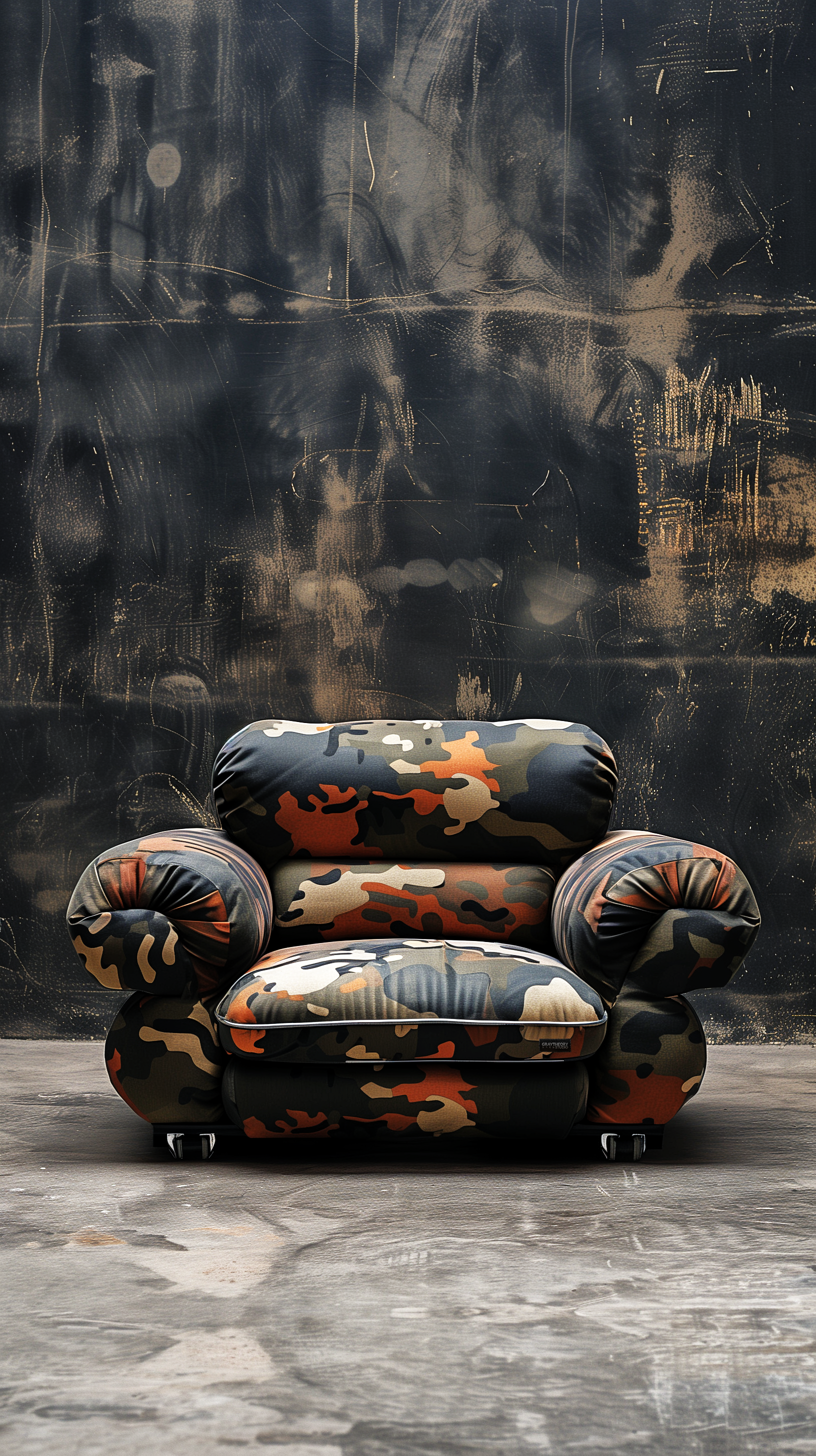 صورة مولدة بالذكاء الاصطناعي: Camouflage couch (نموذج Midjourney - تصوير فوتوغرافي)